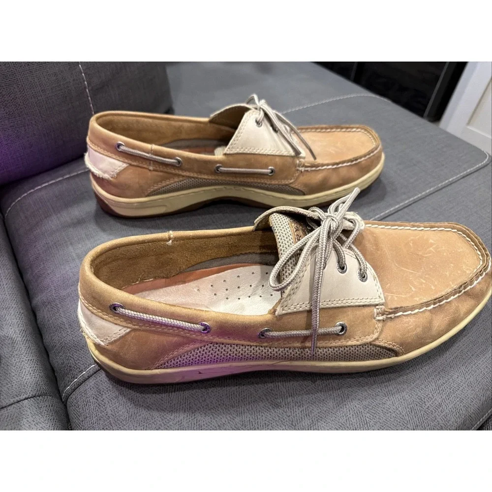 Sperry Top-Sider Billfish 3-Eye Mens 14M Tan Beige Leather Boat Shoes 0799023
